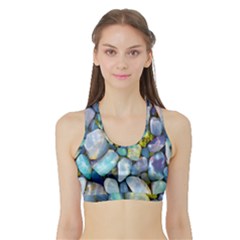 Stones Gems Multi Colored Rocks Sports Bra With Border by Bangk1t