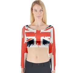 Union Jack England Uk United Kingdom London Long Sleeve Crop Top by Bangk1t