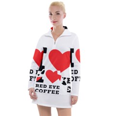 I Love Red Eye Coffee Women s Long Sleeve Casual Dress by ilovewhateva