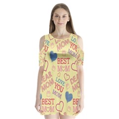 Love Mom Happy Mothers Day I Love Mom Graphic Pattern Shoulder Cutout Velvet One Piece by Ravend