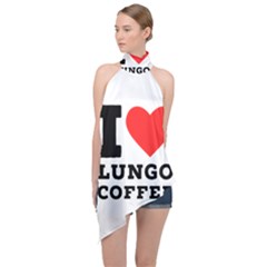 I Love Lungo Coffee  Halter Asymmetric Satin Top by ilovewhateva