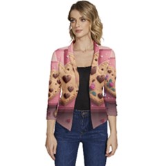 Cookies Valentine Heart Holiday Gift Love Women s Casual 3/4 Sleeve Spring Jacket by Ndabl3x