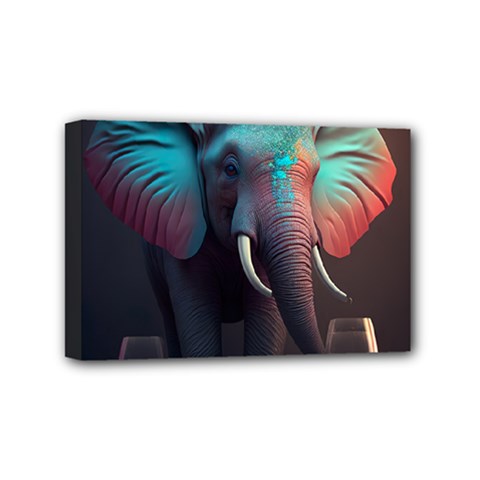 Elephant Tusks Trunk Wildlife Africa Mini Canvas 6  X 4  (stretched) by Ndabl3x