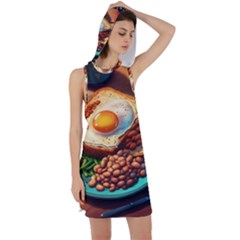 Breakfast Egg Beans Toast Plate Racer Back Hoodie Dress by Ndabl3x