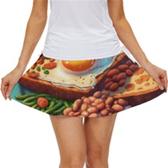 Breakfast Egg Beans Toast Plate Women s Skort by Ndabl3x