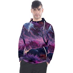 Landscape Painting Purple Tree Men s Pullover Hoodie