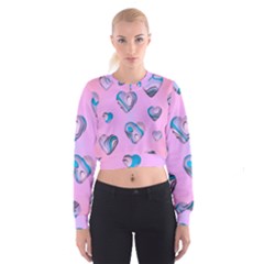 Hearts Pattern Love Cropped Sweatshirt by Ndabl3x