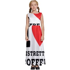 I Love Ristretto Coffee Kids  Satin Sleeveless Maxi Dress by ilovewhateva