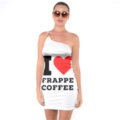 I Love Frappe Coffee One Shoulder Ring Trim Bodycon Dress by ilovewhateva