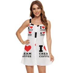 I Love Cream Coffee Ruffle Edge Bra Cup Chiffon Mini Dress by ilovewhateva