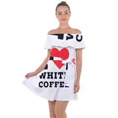 I Love White Coffee Off Shoulder Velour Dress by ilovewhateva