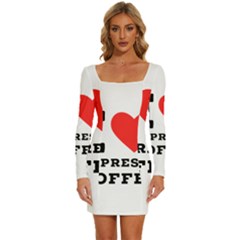 I Love Espresso Coffee Long Sleeve Square Neck Bodycon Velvet Dress by ilovewhateva