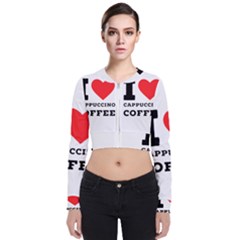 I Love Cappuccino Coffee Long Sleeve Zip Up Bomber Jacket