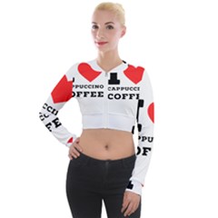 I Love Cappuccino Coffee Long Sleeve Cropped Velvet Jacket by ilovewhateva