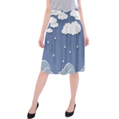 Blue Clouds Rain Raindrops Weather Sky Raining Midi Beach Skirt by Wav3s