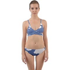 Blue Clouds Rain Raindrops Weather Sky Raining Wrap Around Bikini Set by Wav3s