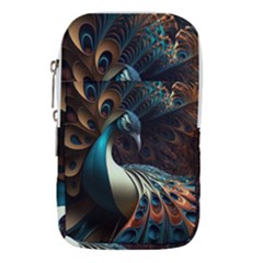 Peacock Bird Feathers Plumage Colorful Texture Abstract Waist Pouch (small) by Wav3s