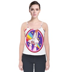 Badge-patch-pink-rainbow-rocket Velvet Spaghetti Strap Top