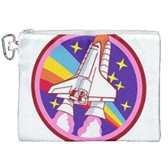 Badge-patch-pink-rainbow-rocket Canvas Cosmetic Bag (xxl)