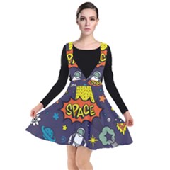 Vector Flat Space Design Background With Text Plunge Pinafore Dress by Wav3s