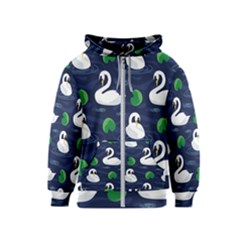 Swan-pattern-elegant-design Kids  Zipper Hoodie by Wav3s