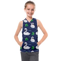 Swan-pattern-elegant-design Kids  Sleeveless Hoodie by Wav3s