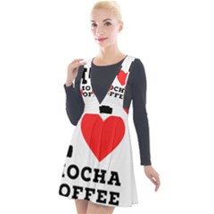 I Love Mocha Coffee Plunge Pinafore Velour Dress by ilovewhateva