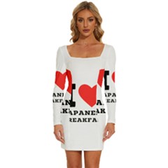 I Love Japanese Breakfast  Long Sleeve Square Neck Bodycon Velvet Dress by ilovewhateva