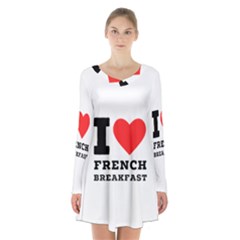 I Love French Breakfast  Long Sleeve Velvet V-neck Dress by ilovewhateva