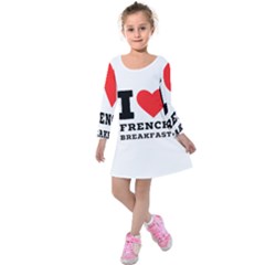 I Love French Breakfast  Kids  Long Sleeve Velvet Dress by ilovewhateva