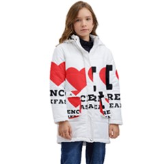 I Love French Breakfast  Kids  Hooded Longline Puffer Jacket by ilovewhateva