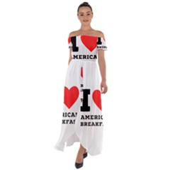 I Love American Breakfast Off Shoulder Open Front Chiffon Dress by ilovewhateva