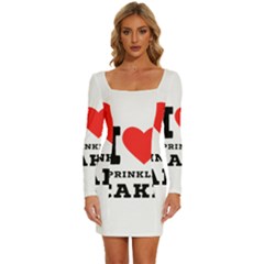 I Love Sprinkles Cake Long Sleeve Square Neck Bodycon Velvet Dress by ilovewhateva