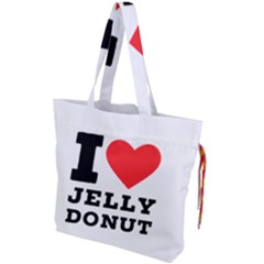 I Love Jelly Donut Drawstring Tote Bag by ilovewhateva