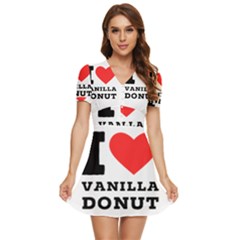 I Love Vanilla Donut V-neck High Waist Chiffon Mini Dress by ilovewhateva