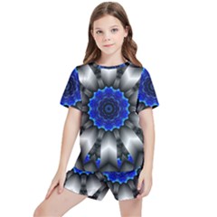 Kaleidoscope Abstract Round Kids  Tee And Sports Shorts Set