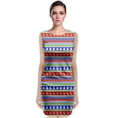 Christmas Color Stripes Pattern Classic Sleeveless Midi Dress