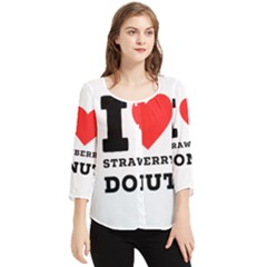 I Love Strawberry Donut Chiffon Quarter Sleeve Blouse by ilovewhateva