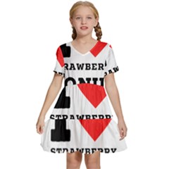 I Love Strawberry Donut Kids  Short Sleeve Tiered Mini Dress by ilovewhateva