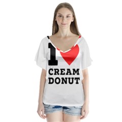 I Love Cream Donut  V-neck Flutter Sleeve Top by ilovewhateva