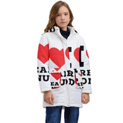 I Love Cream Donut  Kids  Hooded Longline Puffer Jacket by ilovewhateva