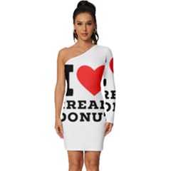 I Love Cream Donut  Long Sleeve One Shoulder Mini Dress by ilovewhateva