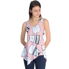 Cute Cats Cartoon Seamless-pattern Sleeveless Tunic by Vaneshart