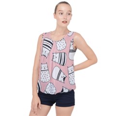 Cute Cats Cartoon Seamless-pattern Bubble Hem Chiffon Tank Top by Vaneshart