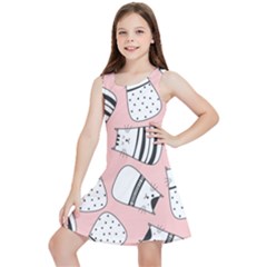 Cute Cats Cartoon Seamless-pattern Kids  Lightweight Sleeveless Dress by Vaneshart