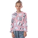 Cute Cats Cartoon Seamless-pattern Kids  Frill Detail Tee View1