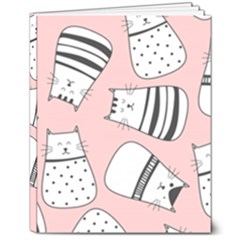 Cute Cats Cartoon Seamless-pattern 8  X 10  Hardcover Notebook