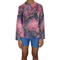 Pink Texture Resin Kids  Long Sleeve Swimwear by Vaneshop