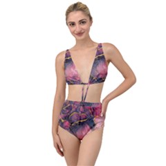 Pink Texture Resin Tied Up Two Piece Swimsuit by Vaneshop