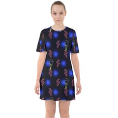 Background Pattern Graphic Sixties Short Sleeve Mini Dress by Vaneshop